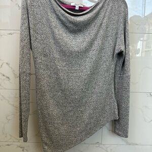 Gray Cowl Neck Asymmetrical Sweater